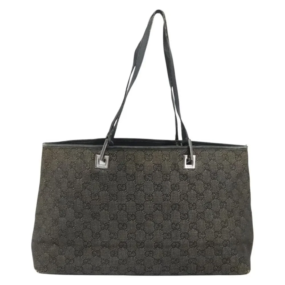 Gucci GG Canvas Tote Bag Black Silver 36173